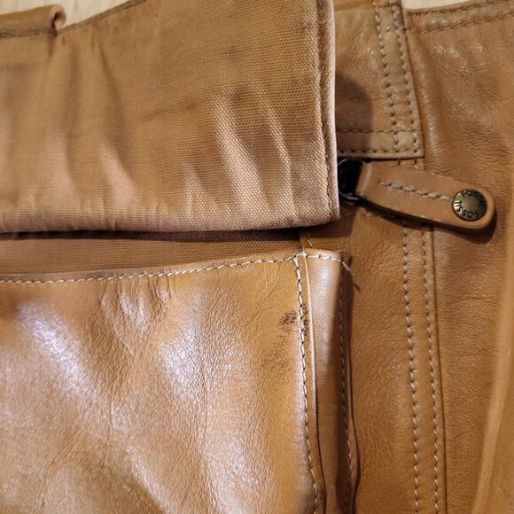 Fossil 100% Leather Tan Shoulder Bag Pockets 13" x 9" - Picture 7 of 11